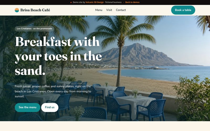 Brisa Beach Café demo website preview