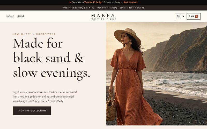 Marea Boutique demo website preview